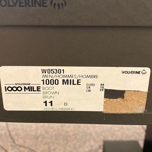 Brown Wolverine 1000 mile boots in box size 11. Brand new in box